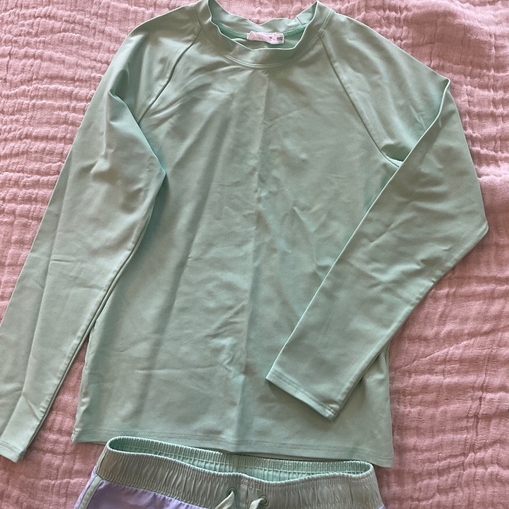 Boys Set of Minnow Boardie Shorts and Rash Guard Top.